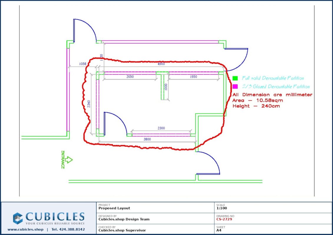 Professional office cubicle layout floor plan CS-2729 by Cubicles.shop