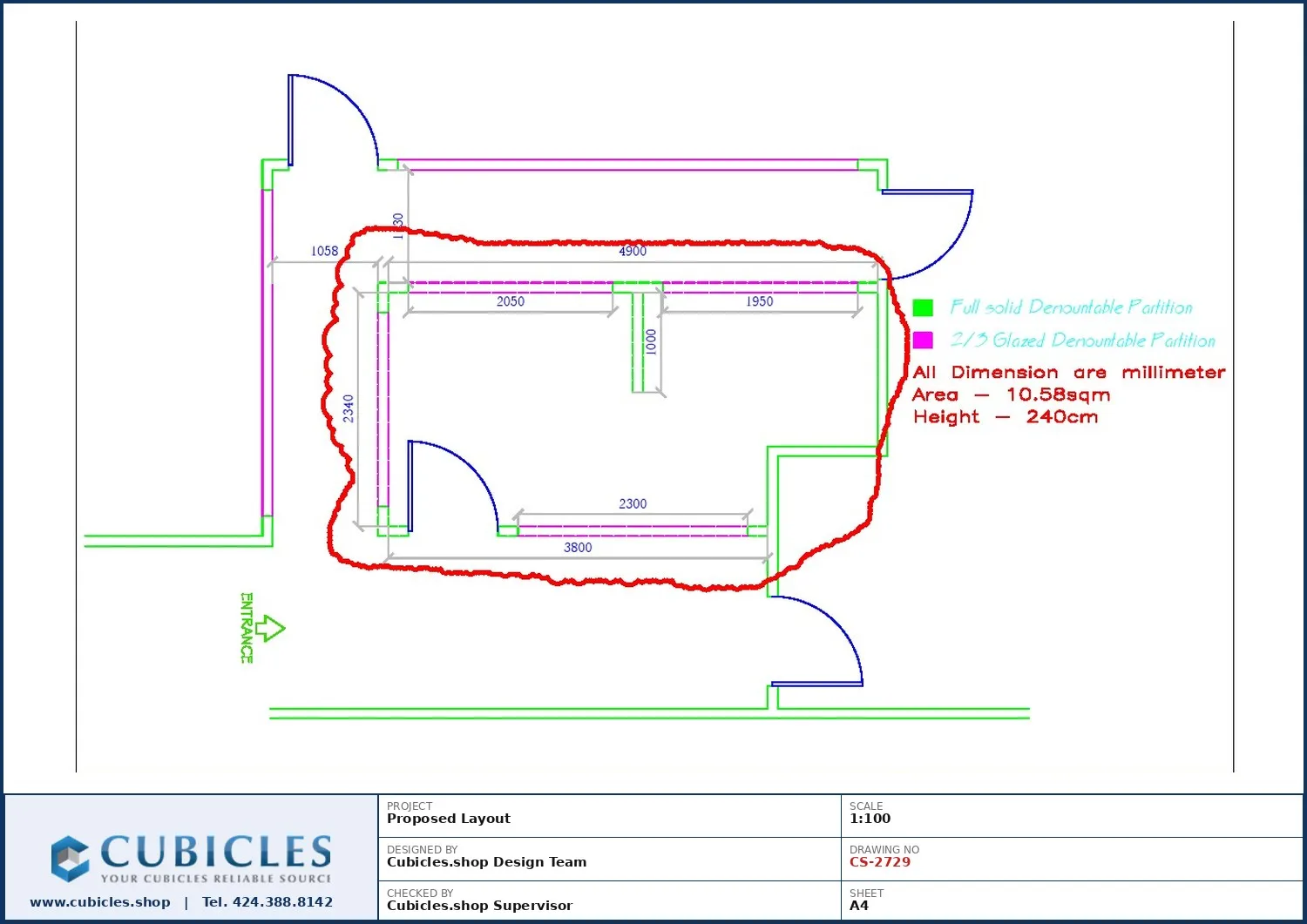 Professional office cubicle layout floor plan CS-2729 by Cubicles.shop