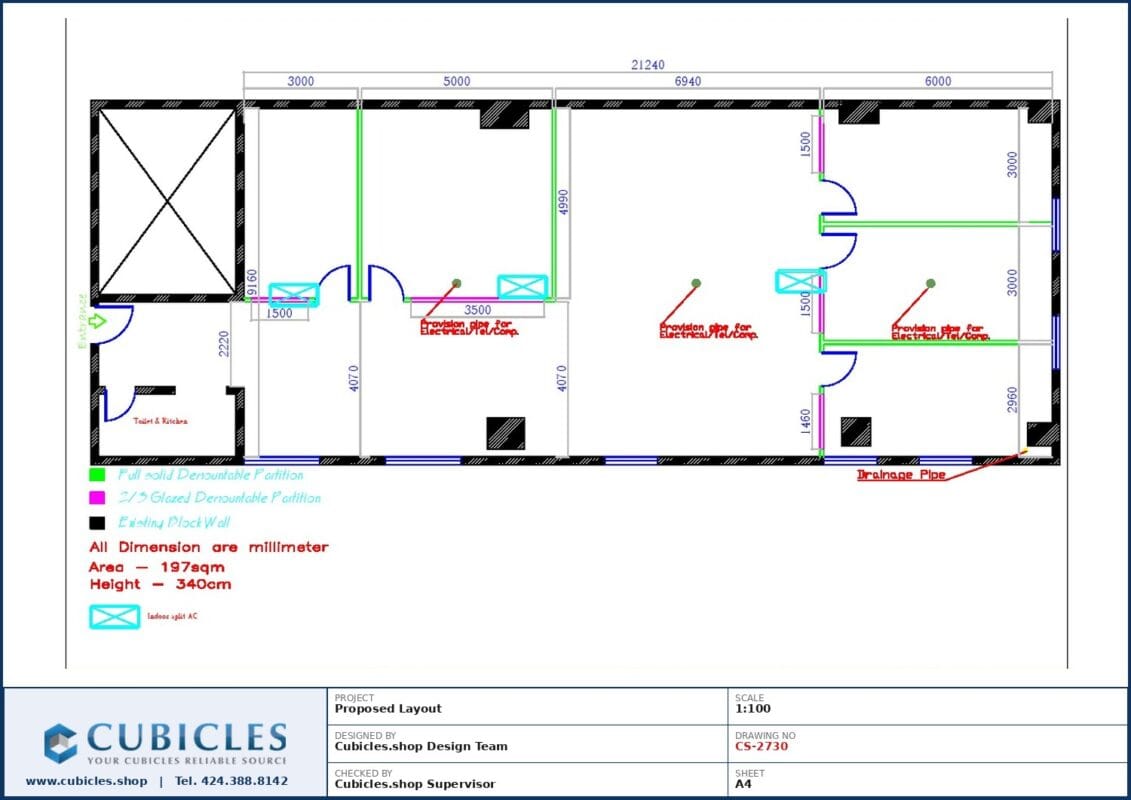 Professional office cubicle layout floor plan CS-2730 by Cubicles.shop