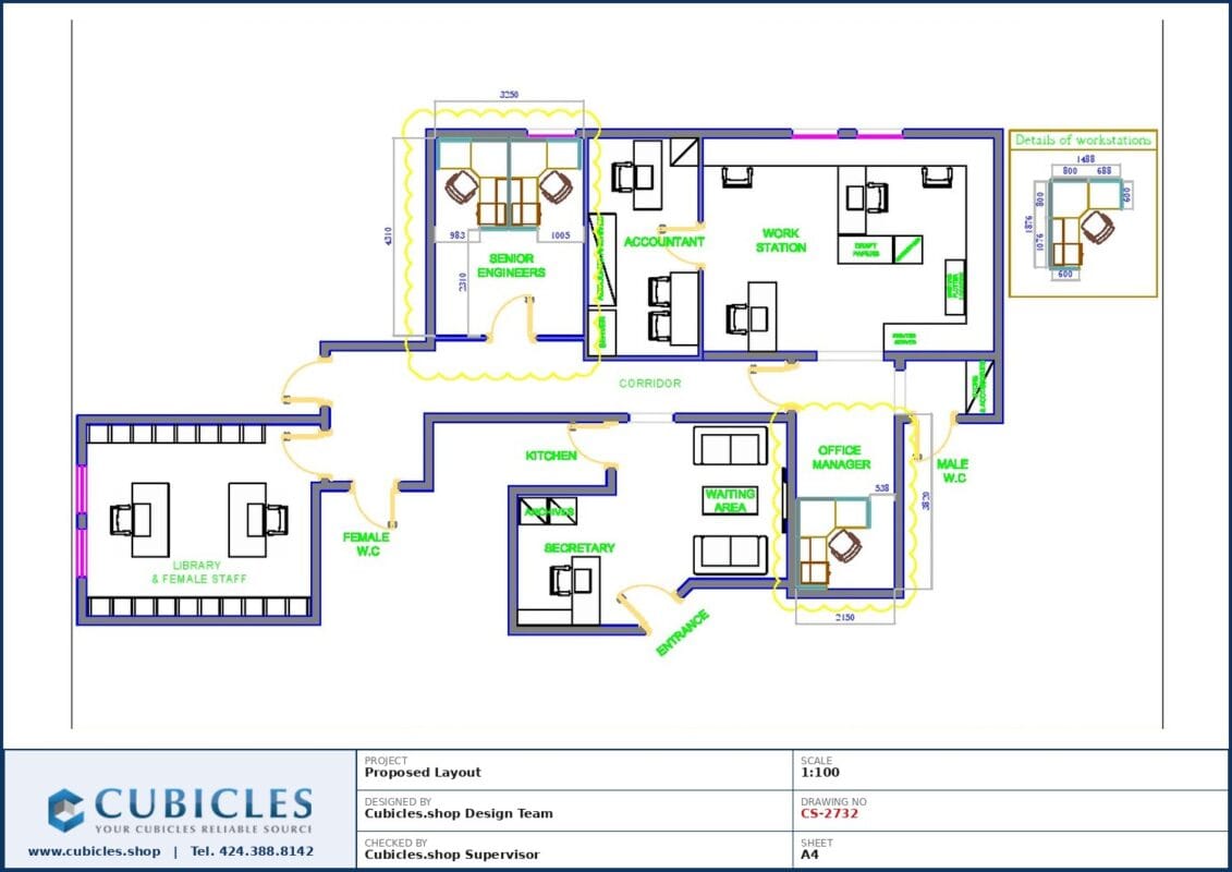 Professional office cubicle layout floor plan CS-2732 by Cubicles.shop