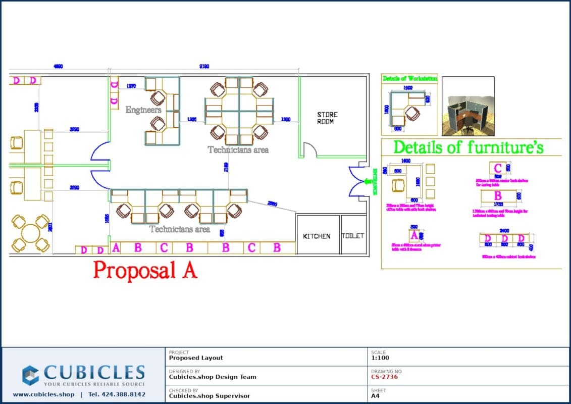 Professional office cubicle layout floor plan CS-2736 by Cubicles.shop
