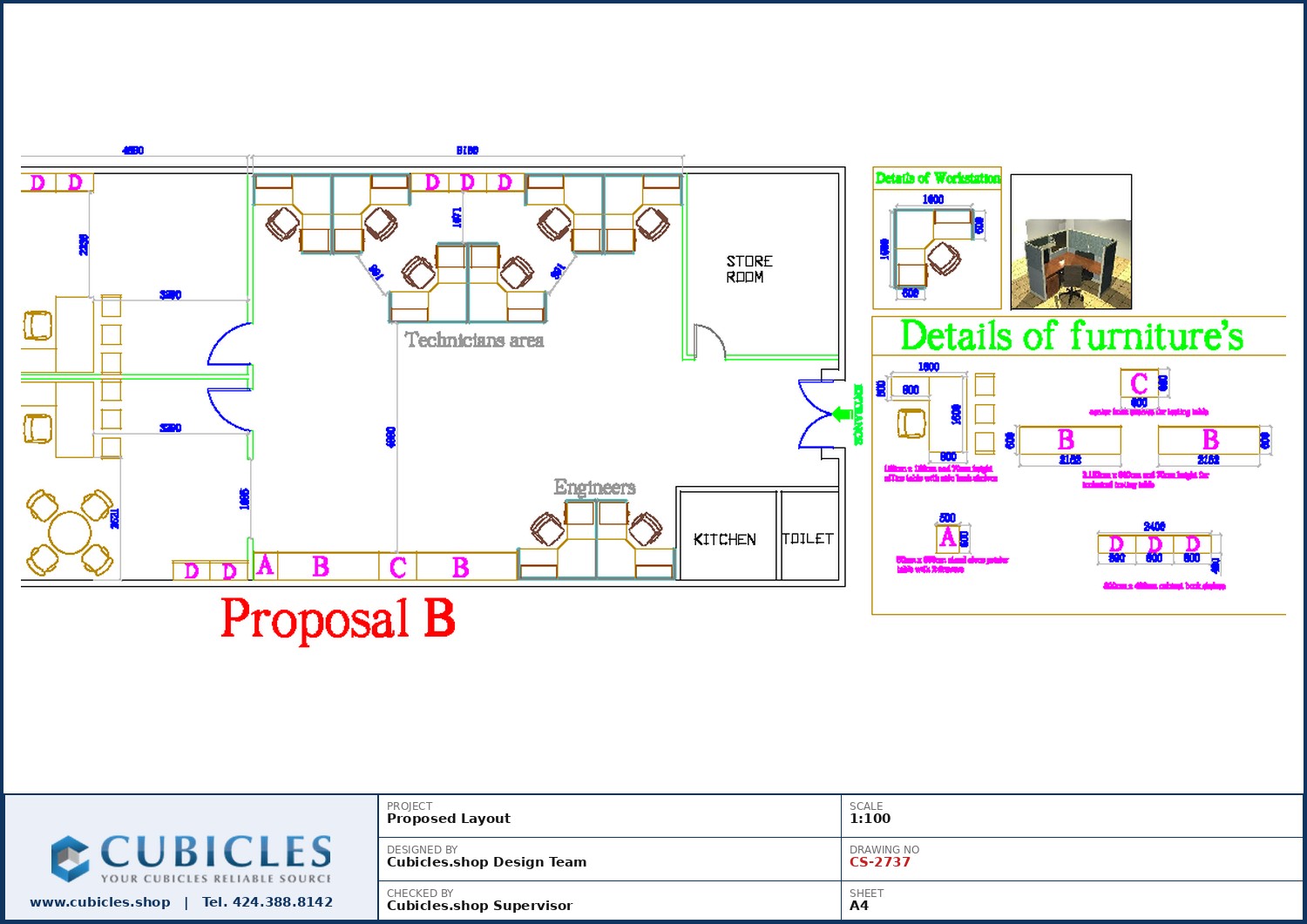 Cubicles-CS-2737 Professional office cubicle layout floor plan CS-2737 by Cubicles.shop