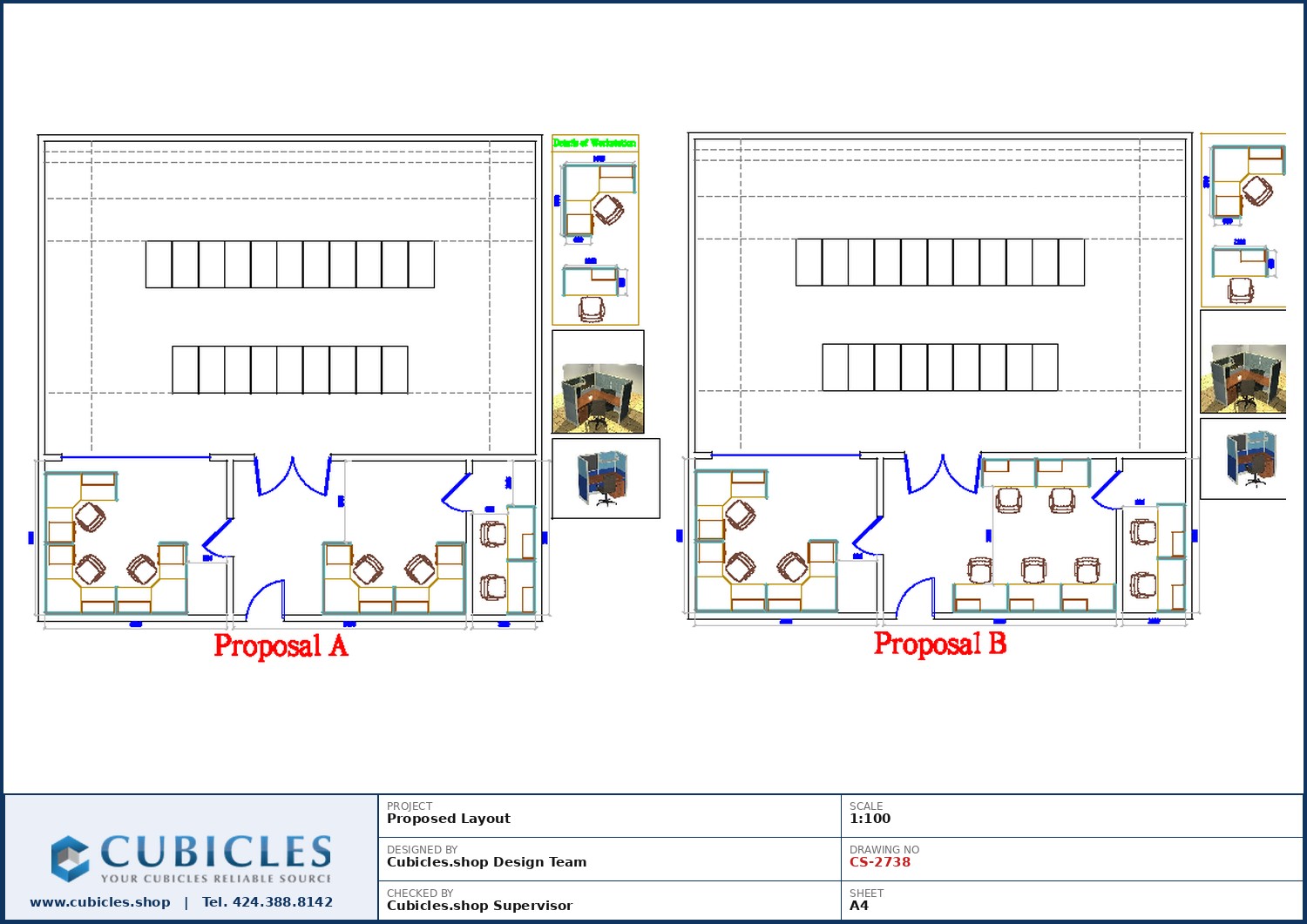 Cubicles-CS-2738 Professional office cubicle layout floor plan CS-2738 by Cubicles.shop