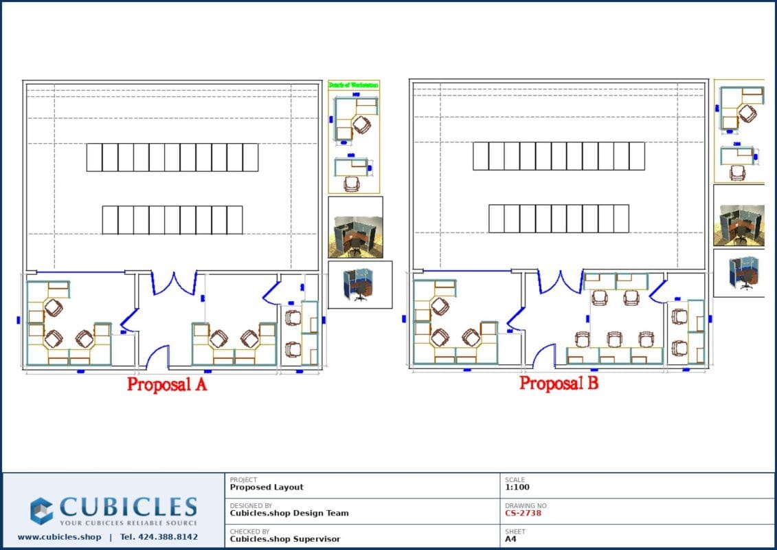 Professional office cubicle layout floor plan CS-2738 by Cubicles.shop