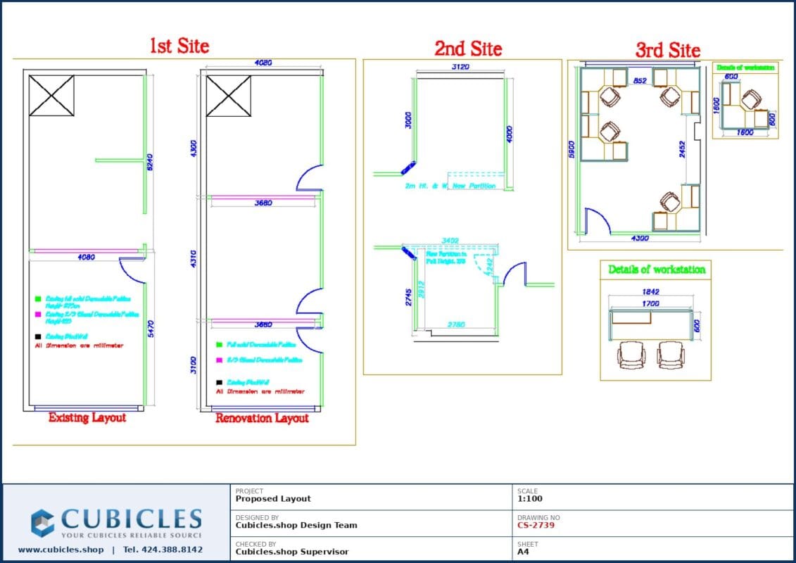 Professional office cubicle layout floor plan CS-2739 by Cubicles.shop