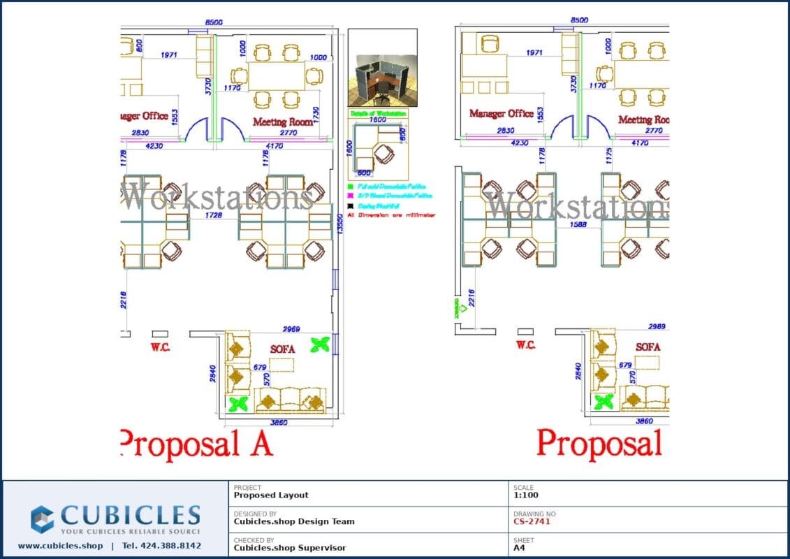 Professional office cubicle layout floor plan CS-2741 by Cubicles.shop