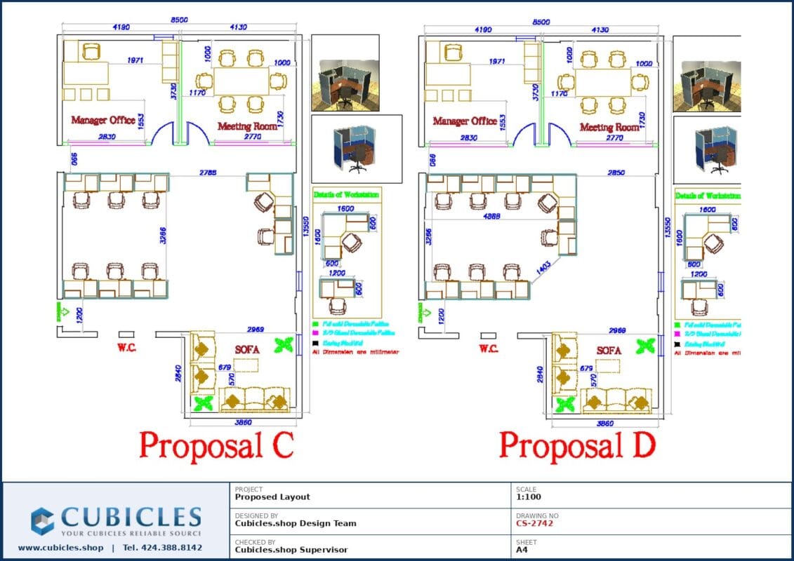Professional office cubicle layout floor plan CS-2742 by Cubicles.shop