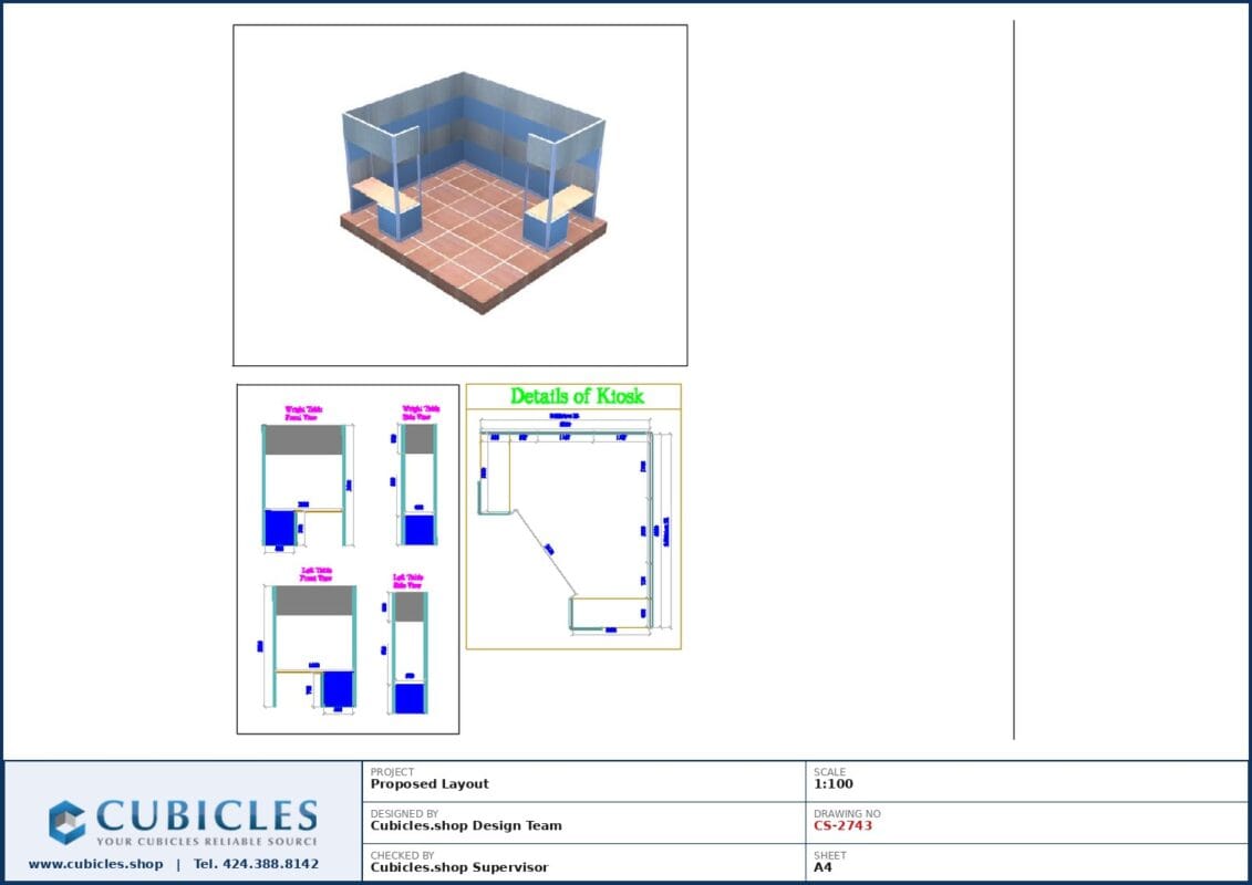 Professional office cubicle layout floor plan CS-2743 — Reception Counter In Exhibition Centers by Cubicles.shop
