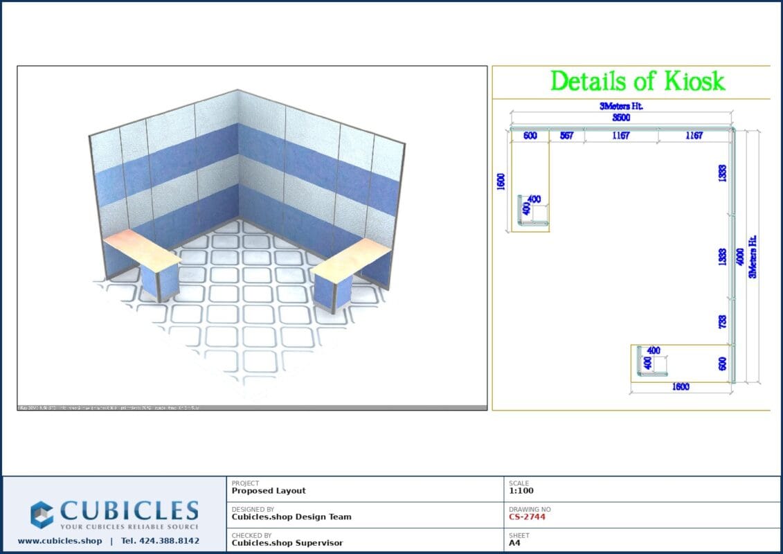 Professional office cubicle layout floor plan CS-2744 by Cubicles.shop