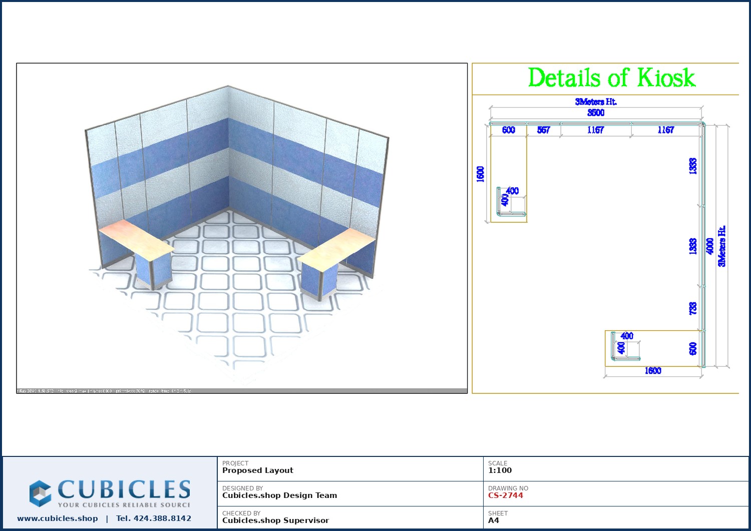 Cubicles-CS-2744 Professional office cubicle layout floor plan CS-2744 by Cubicles.shop