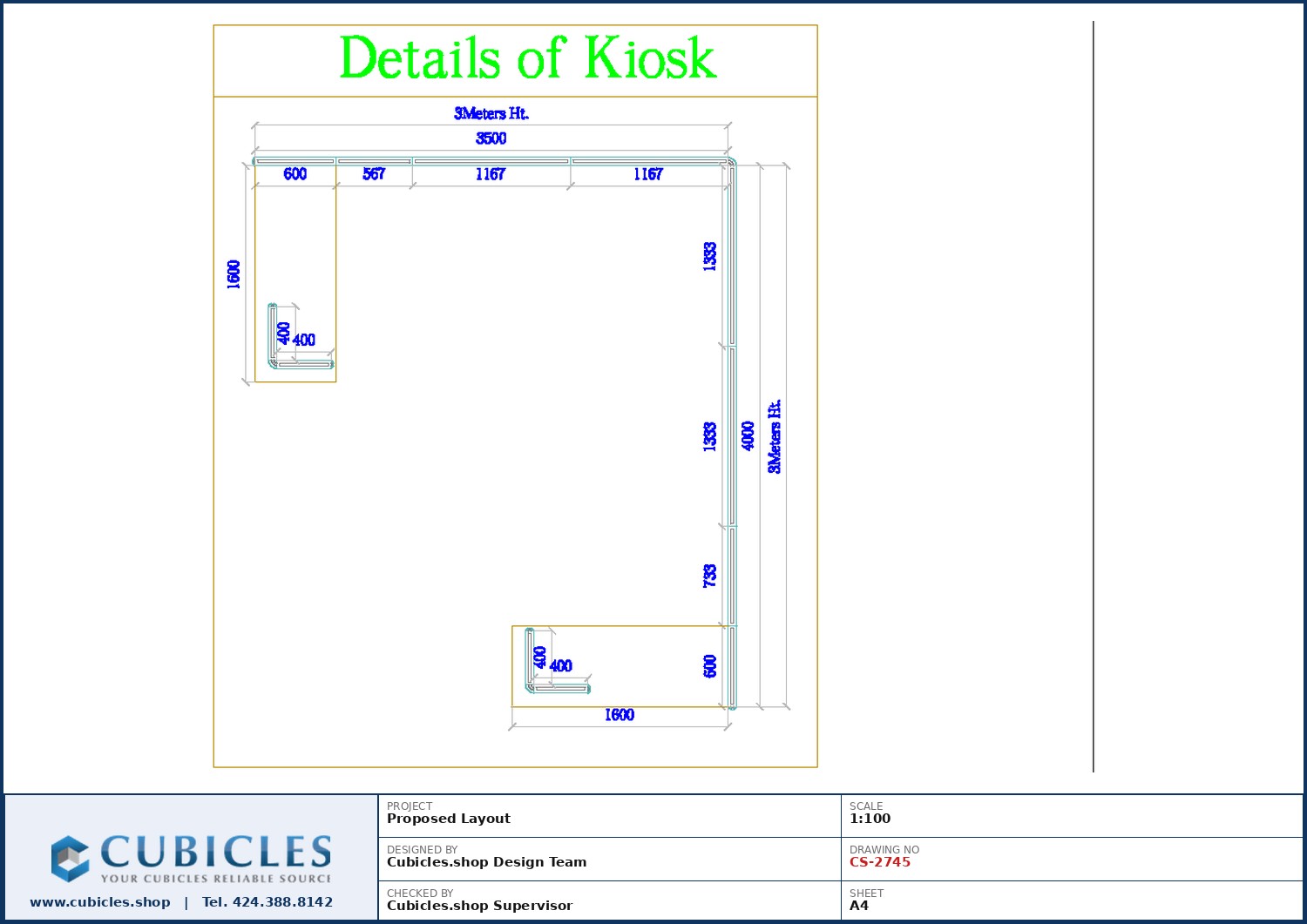 Cubicles-CS-2745 Professional office cubicle layout floor plan CS-2745 by Cubicles.shop
