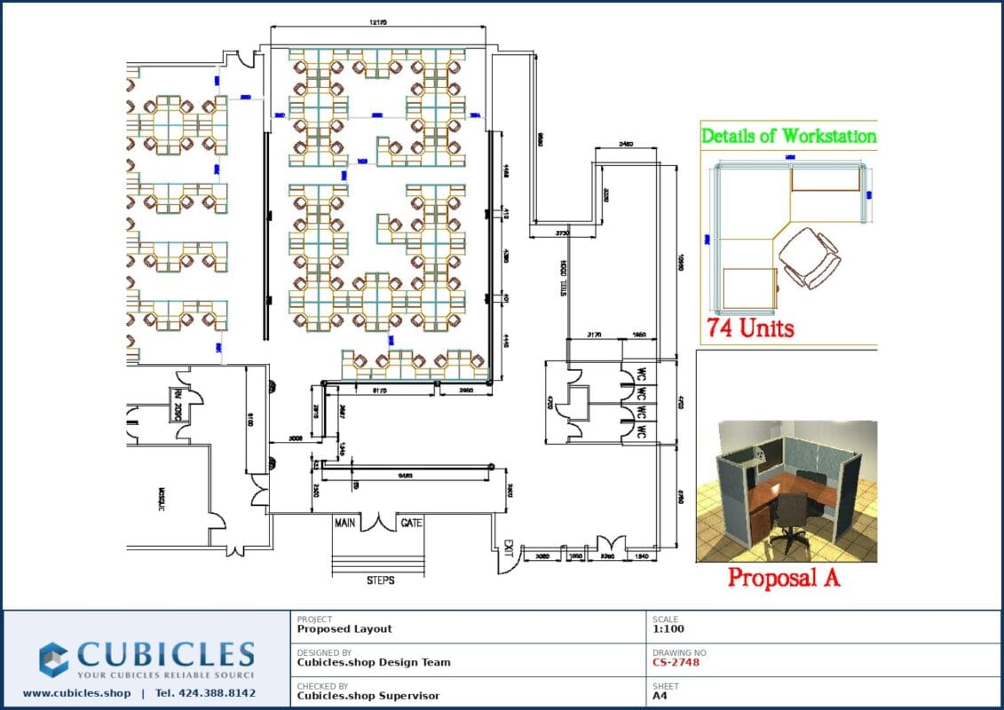 Professional office cubicle layout floor plan CS-2748 by Cubicles.shop