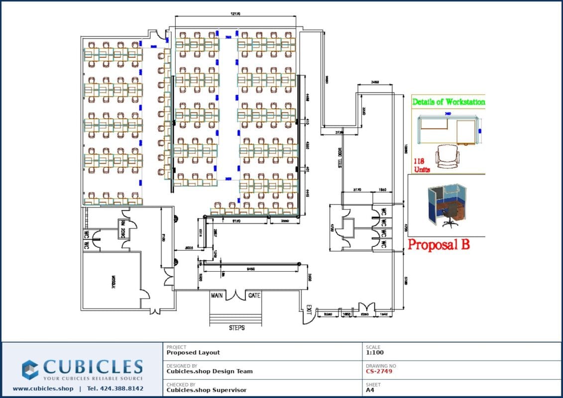 Professional office cubicle layout floor plan CS-2749 by Cubicles.shop