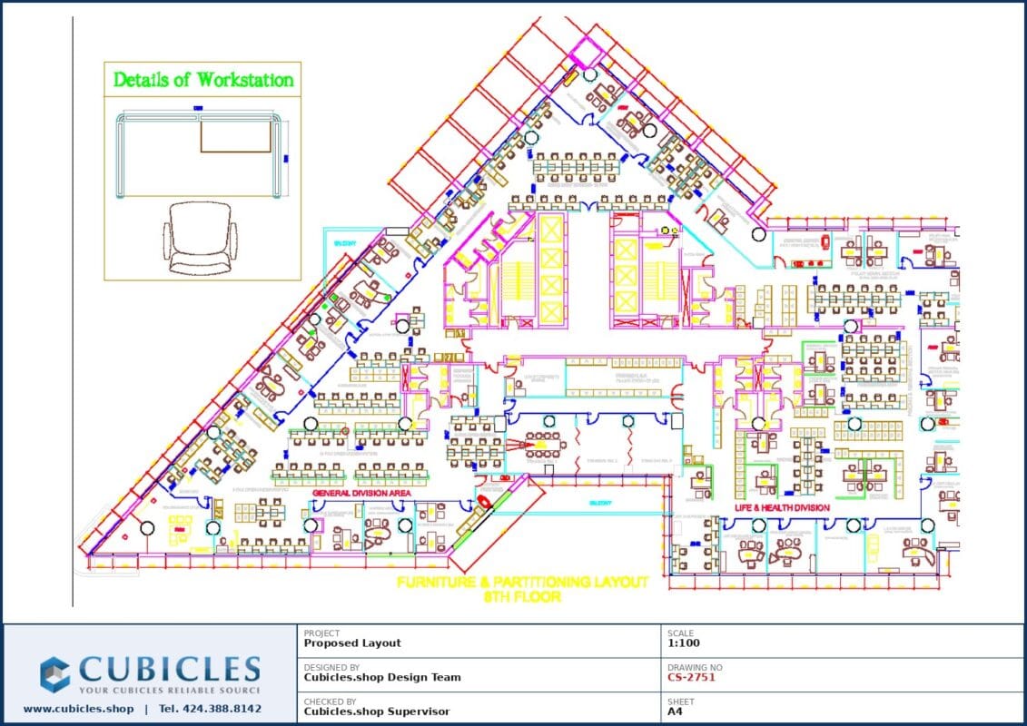 Professional office cubicle layout floor plan CS-2751 by Cubicles.shop