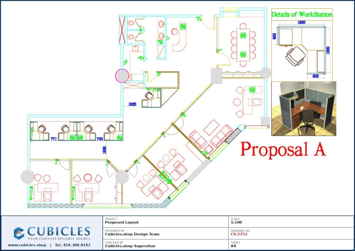 Professional office cubicle layout floor plan CS-2752 by Cubicles.shop