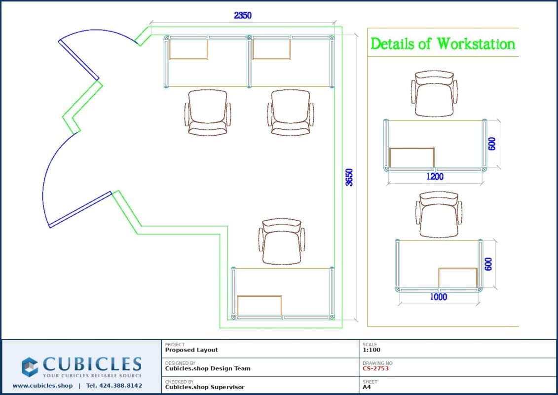Professional office cubicle layout floor plan CS-2753 by Cubicles.shop