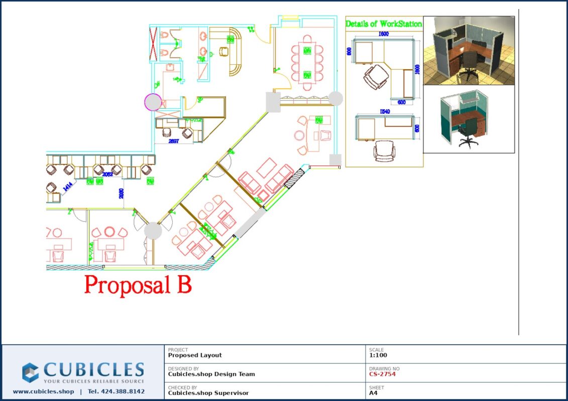 Professional office cubicle layout floor plan CS-2754 by Cubicles.shop