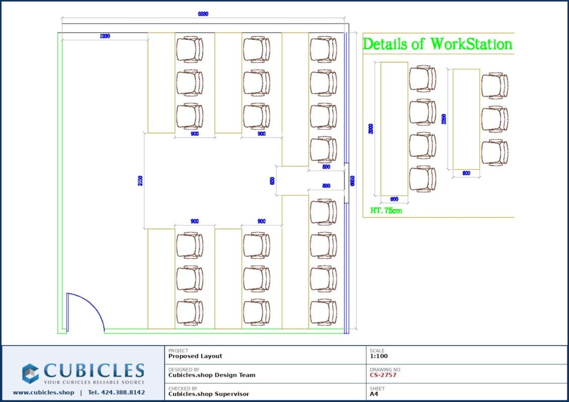 Professional office cubicle layout floor plan CS-2757 by Cubicles.shop