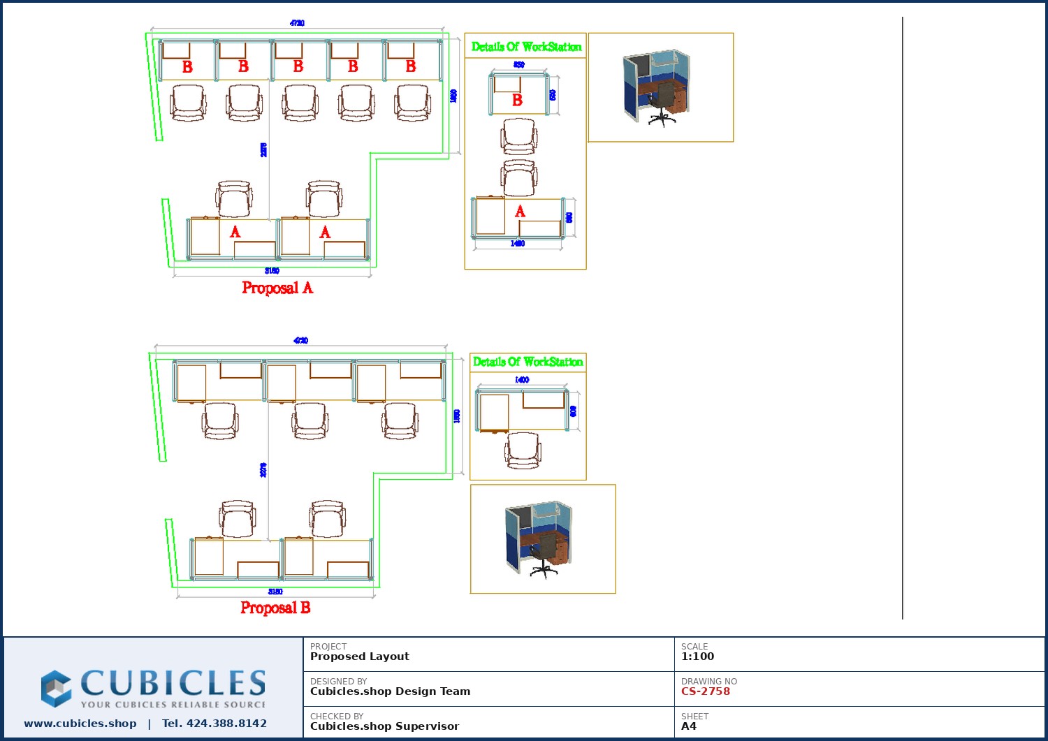 Cubicles-CS-2758 Professional office cubicle layout floor plan CS-2758 by Cubicles.shop