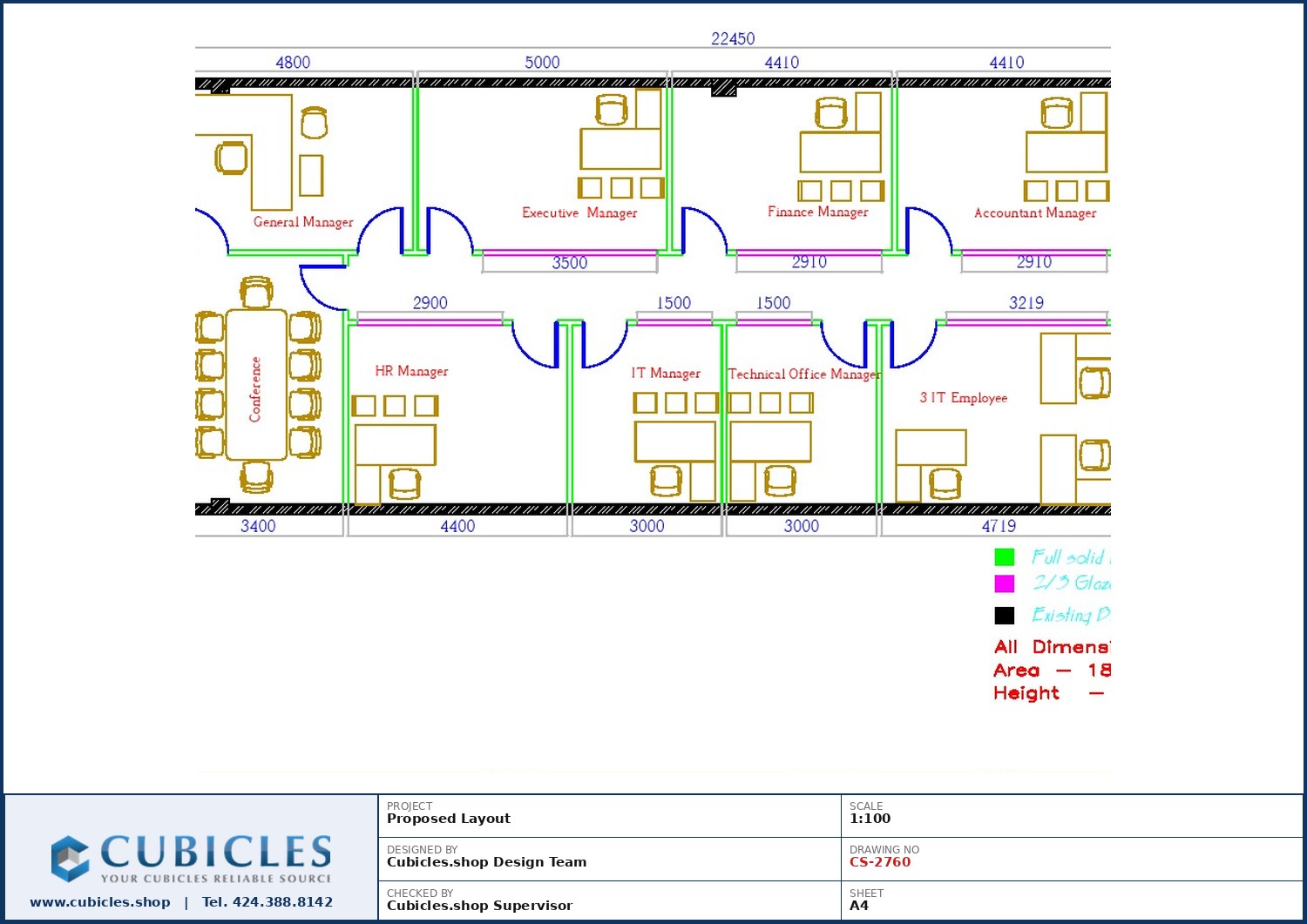 Cubicles-CS-2760 Professional office cubicle layout floor plan CS-2760 by Cubicles.shop
