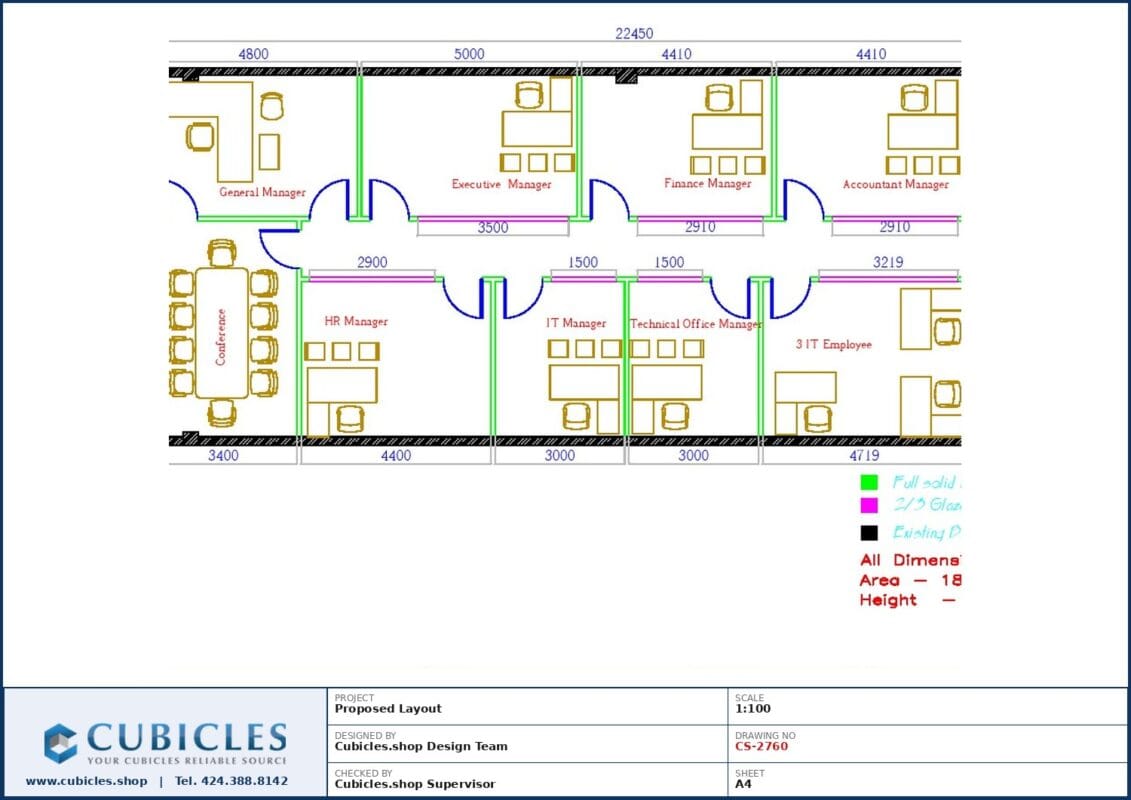 Professional office cubicle layout floor plan CS-2760 by Cubicles.shop
