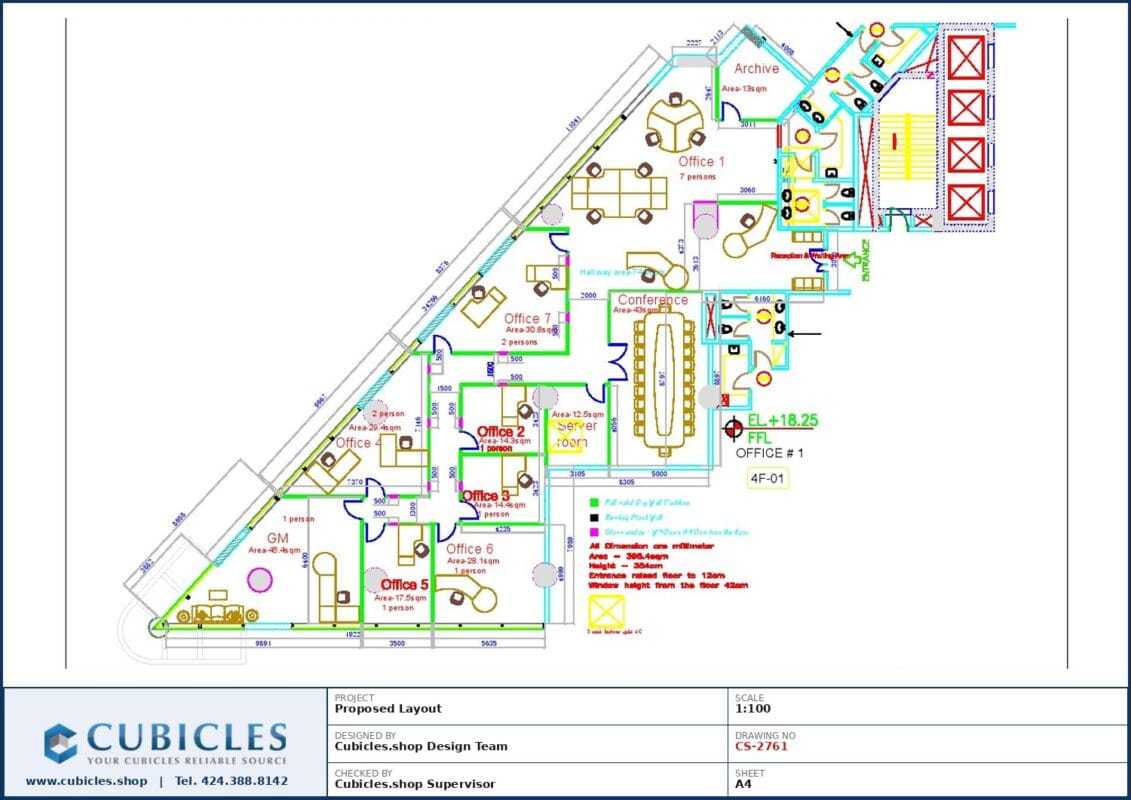 Professional office cubicle layout floor plan CS-2761 by Cubicles.shop