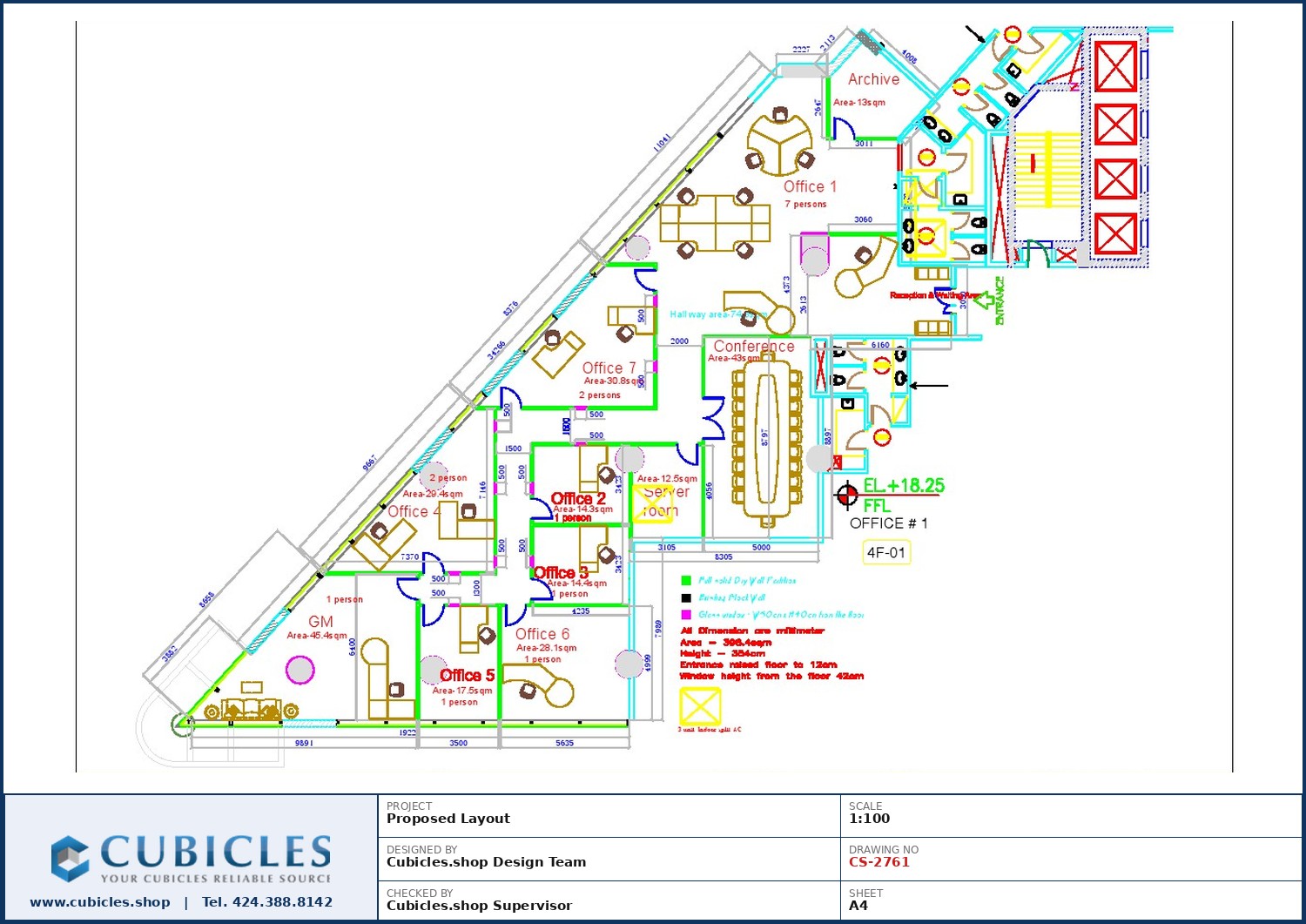 Cubicles-CS-2761 Professional office cubicle layout floor plan CS-2761 by Cubicles.shop