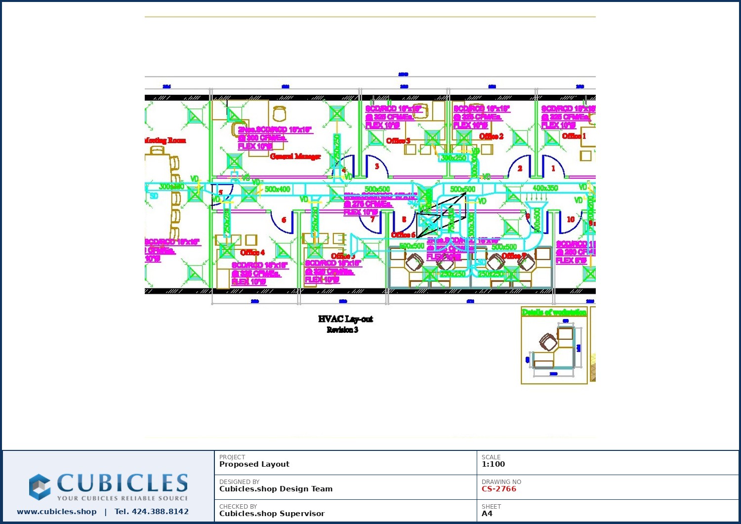 Cubicles-CS-2766 Professional office cubicle layout floor plan CS-2766 by Cubicles.shop