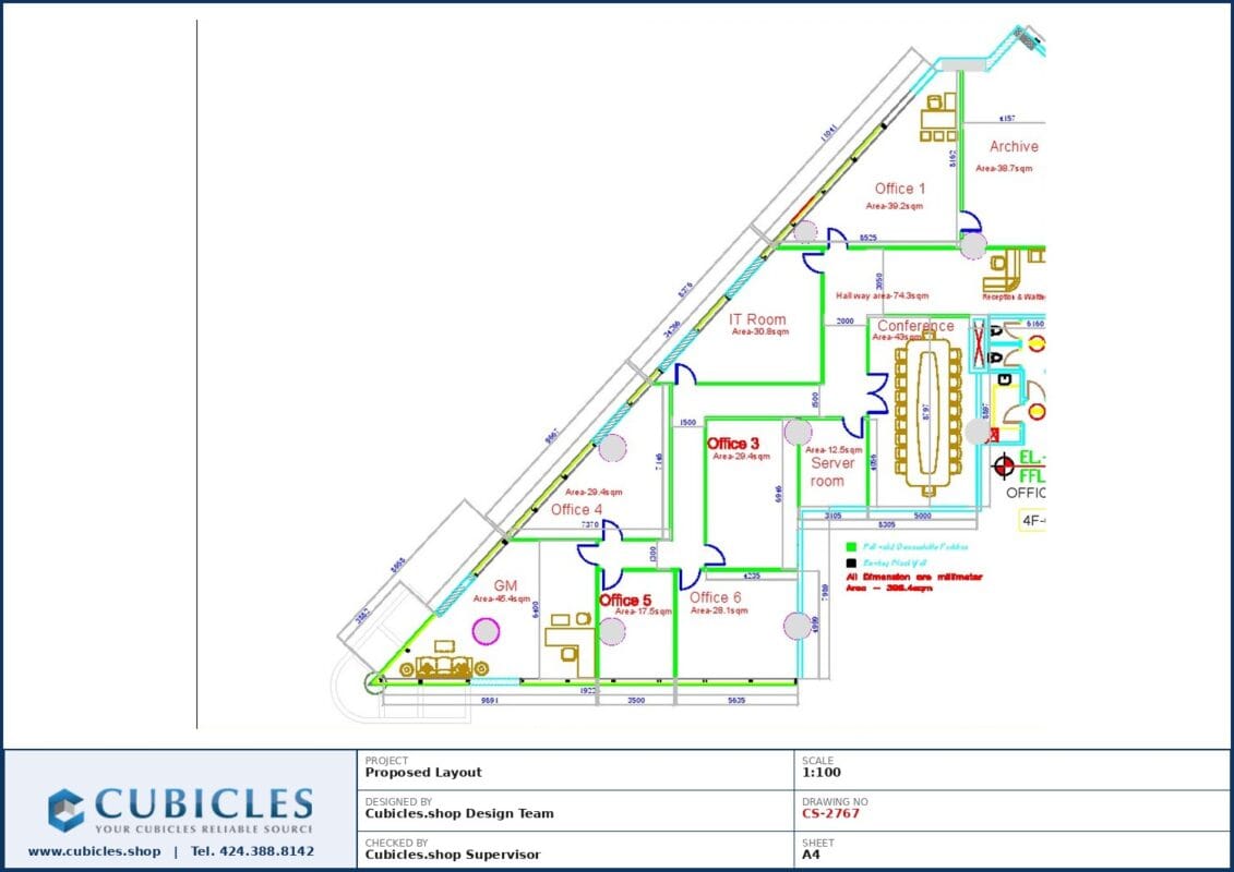 Professional office cubicle layout floor plan CS-2767 by Cubicles.shop