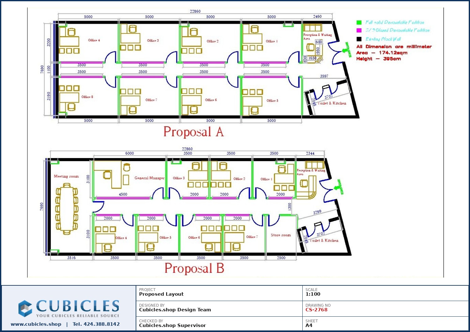 Cubicles-CS-2768 Professional office cubicle layout floor plan CS-2768 by Cubicles.shop