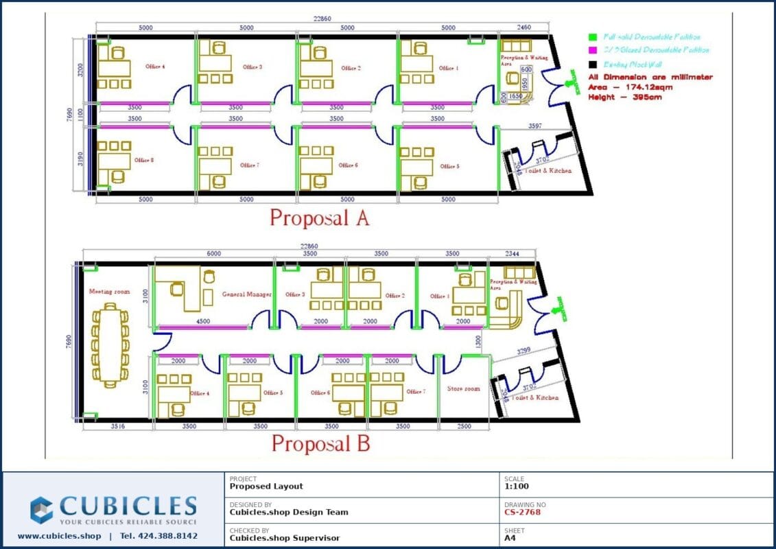 Professional office cubicle layout floor plan CS-2768 by Cubicles.shop
