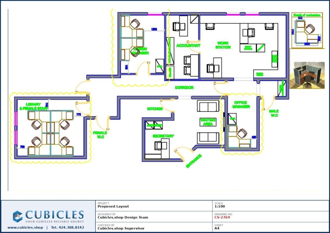 Professional office cubicle layout floor plan CS-2769 by Cubicles.shop