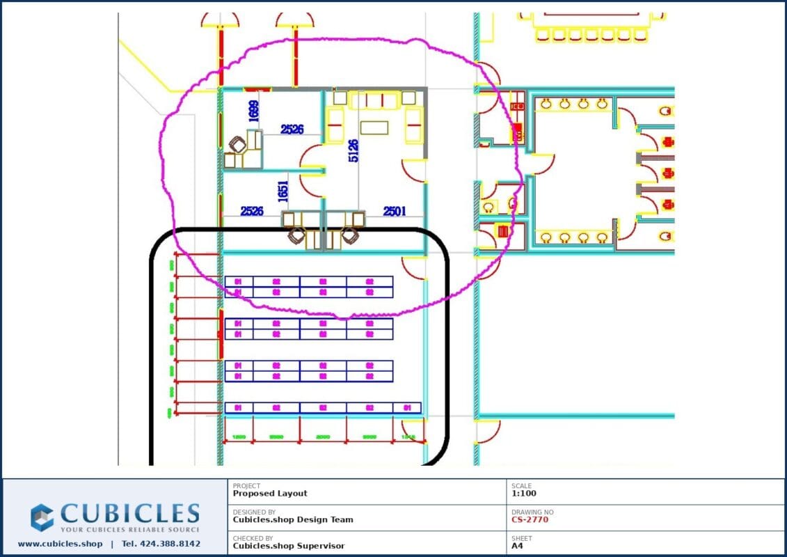 Professional office cubicle layout floor plan CS-2770 by Cubicles.shop