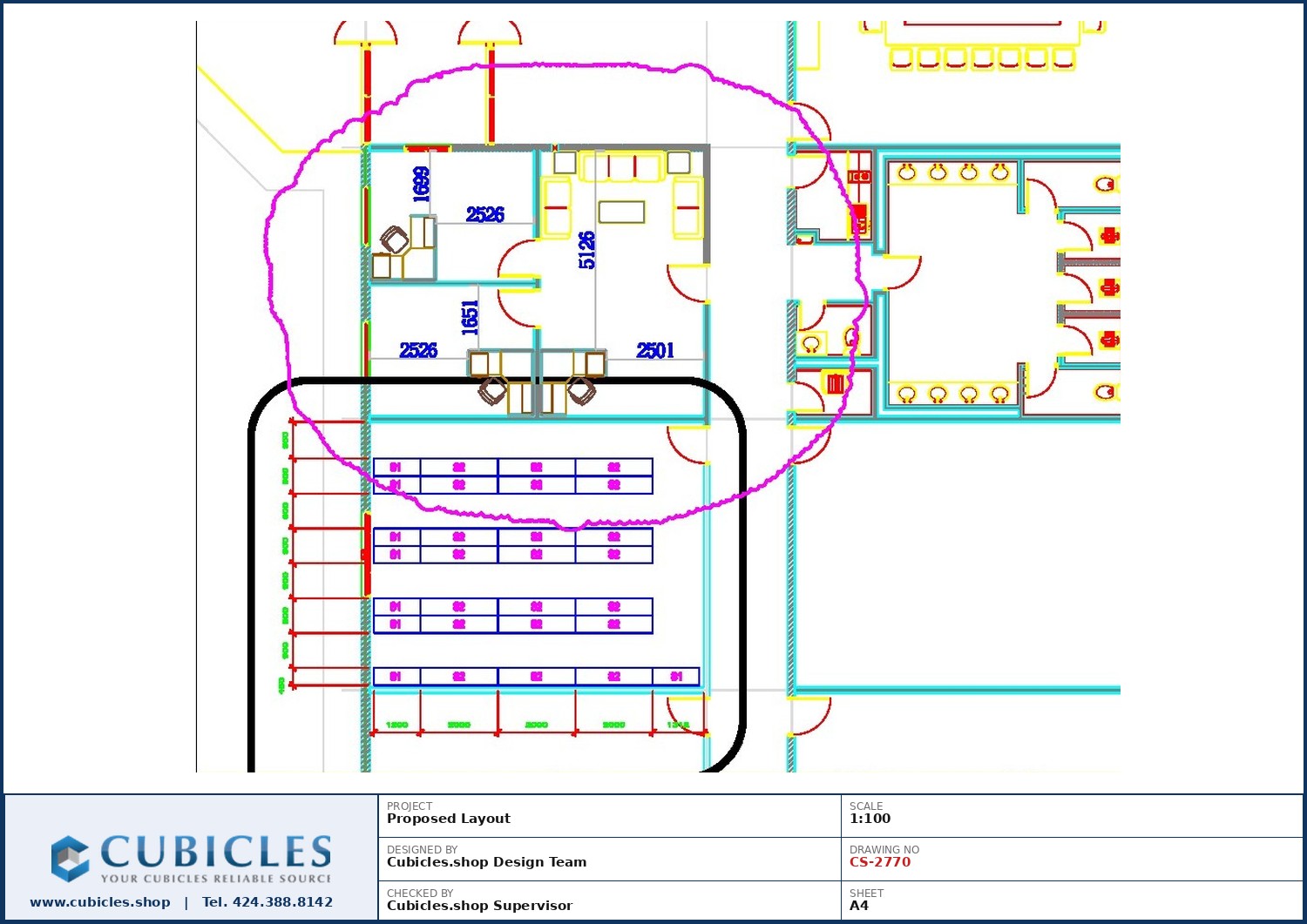 Cubicles-CS-2770 Professional office cubicle layout floor plan CS-2770 by Cubicles.shop