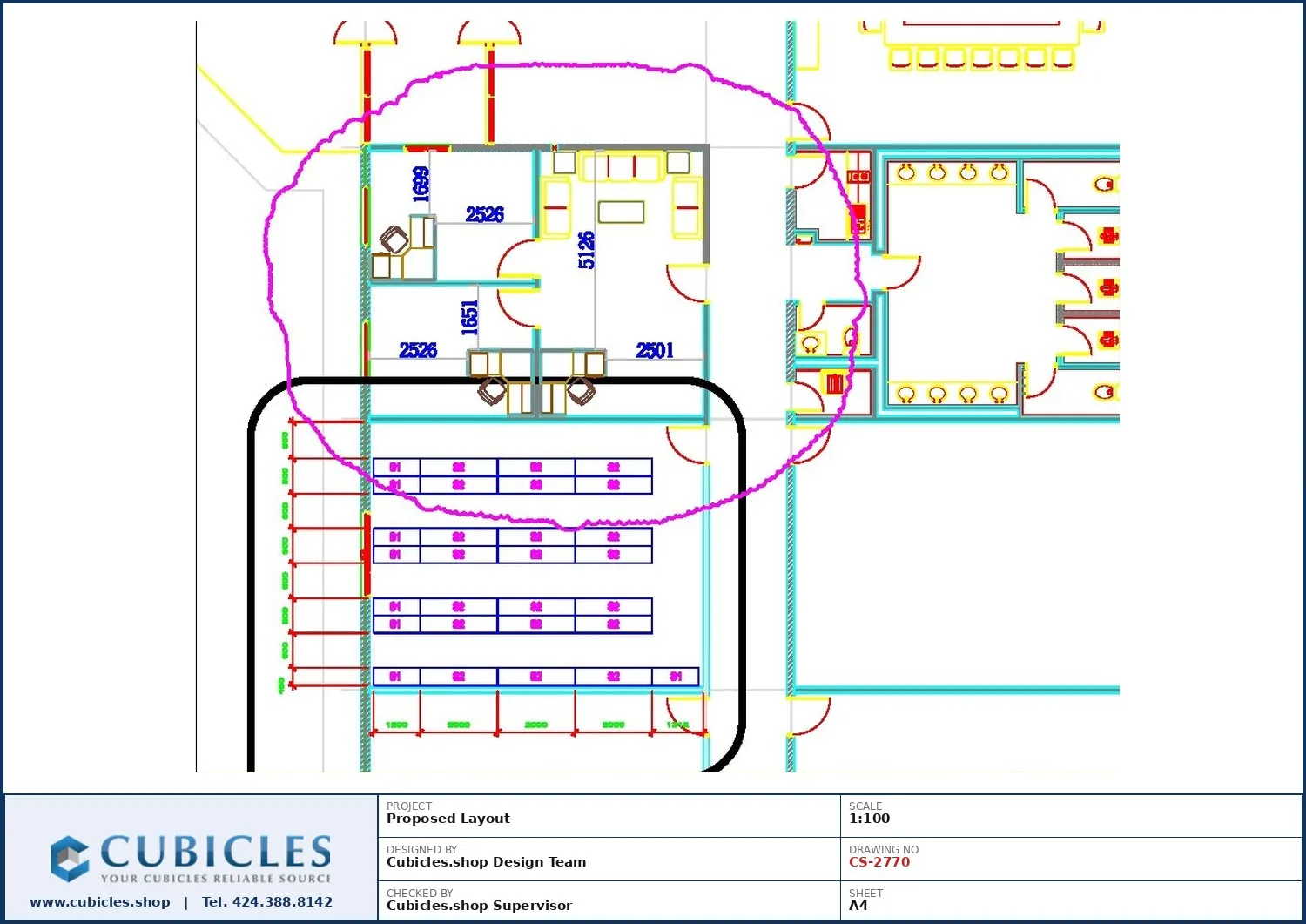 Professional office cubicle layout floor plan CS-2770 by Cubicles.shop