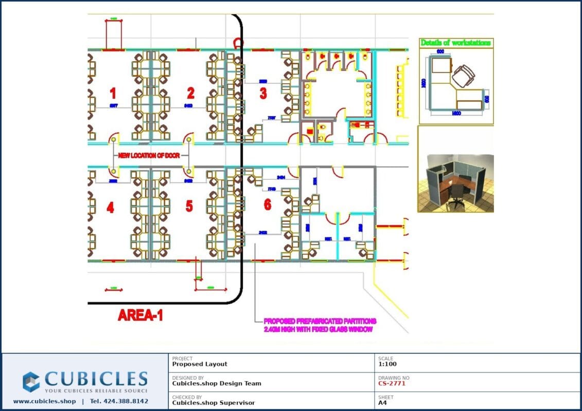 Professional office cubicle layout floor plan CS-2771 by Cubicles.shop