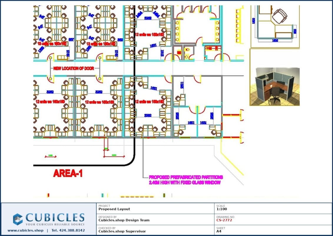 Professional office cubicle layout floor plan CS-2772 by Cubicles.shop