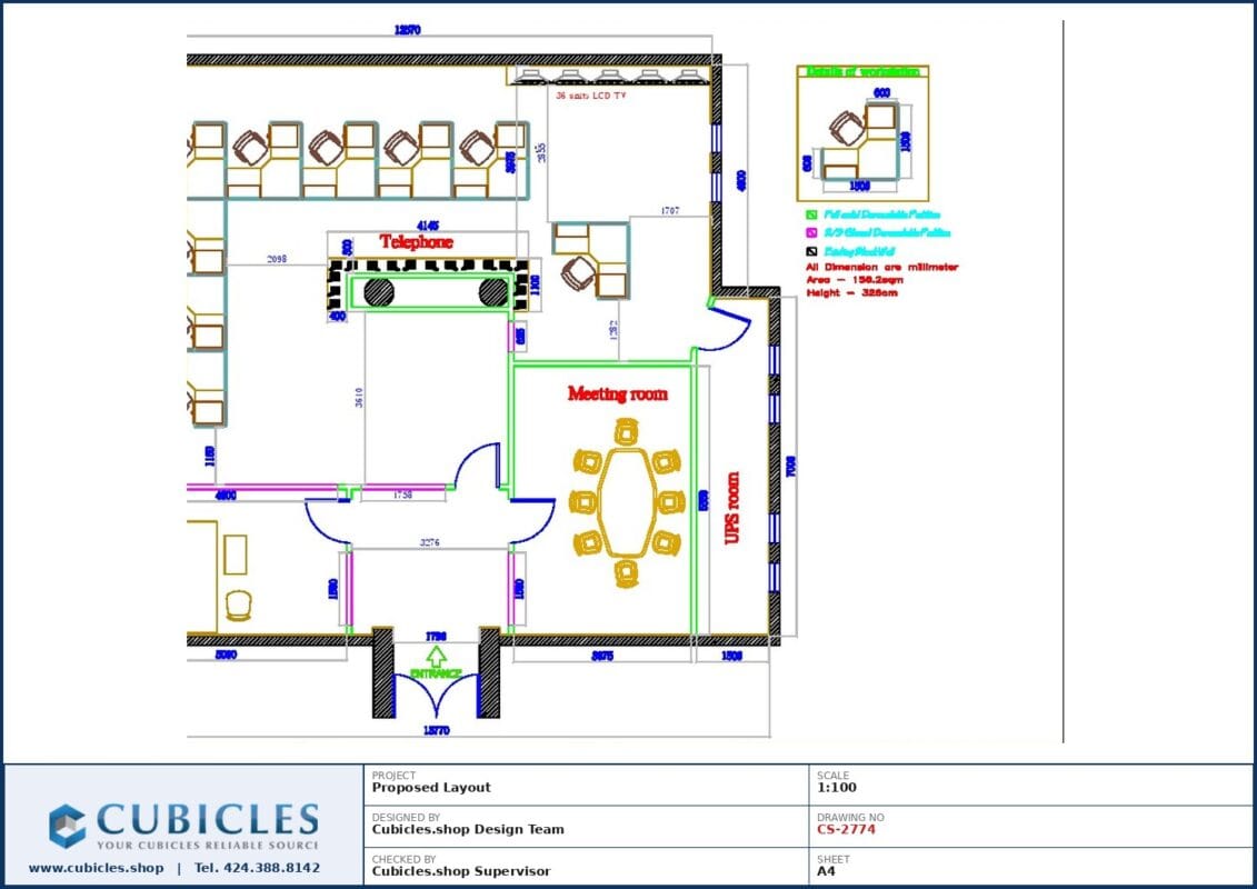 Professional office cubicle layout floor plan CS-2774 by Cubicles.shop