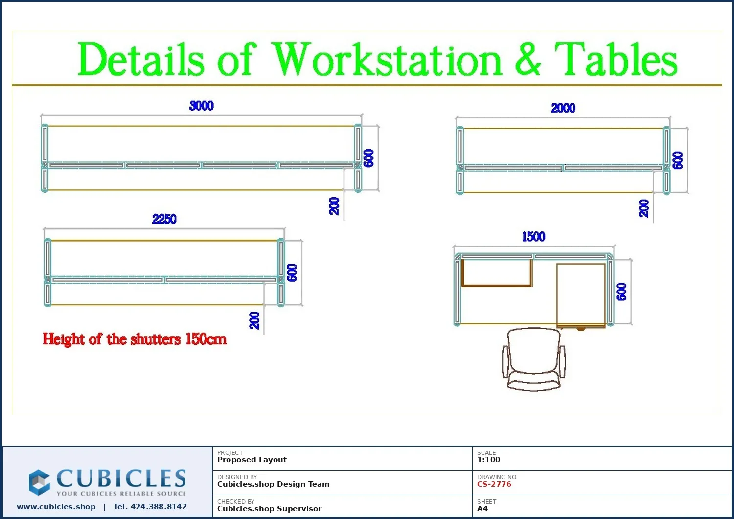 Professional office cubicle layout floor plan CS-2776 by Cubicles.shop