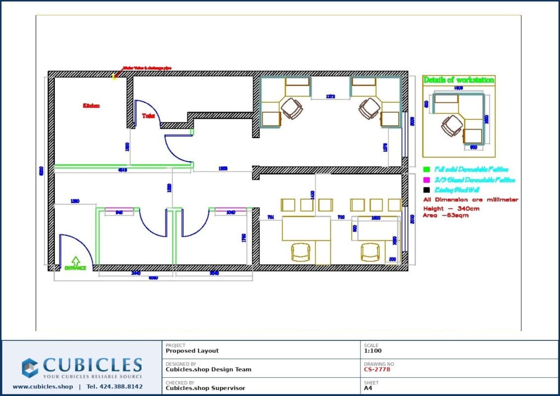 Professional office cubicle layout floor plan CS-2778 by Cubicles.shop