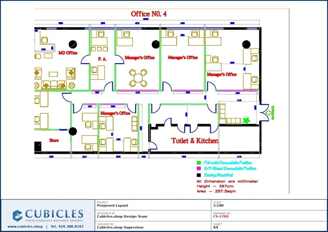 Professional office cubicle layout floor plan CS-2780 by Cubicles.shop