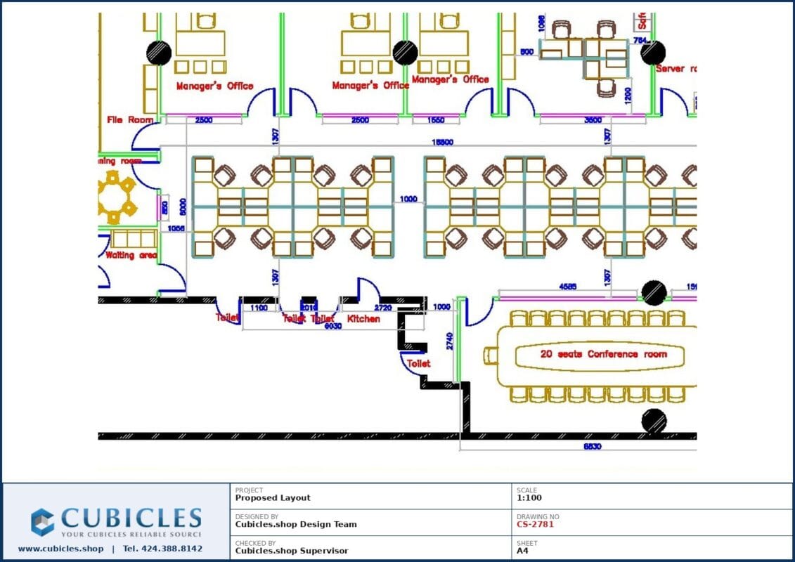 Professional office cubicle layout floor plan CS-2781 by Cubicles.shop