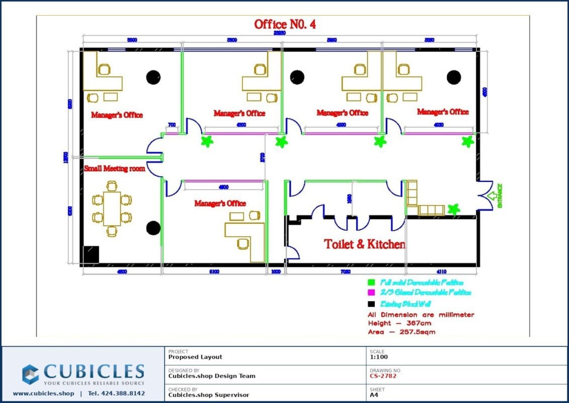 Professional office cubicle layout floor plan CS-2782 by Cubicles.shop
