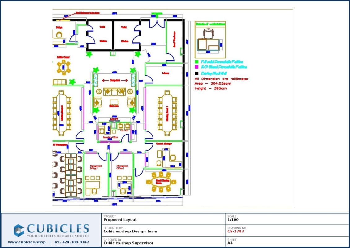 Professional office cubicle layout floor plan CS-2783 by Cubicles.shop