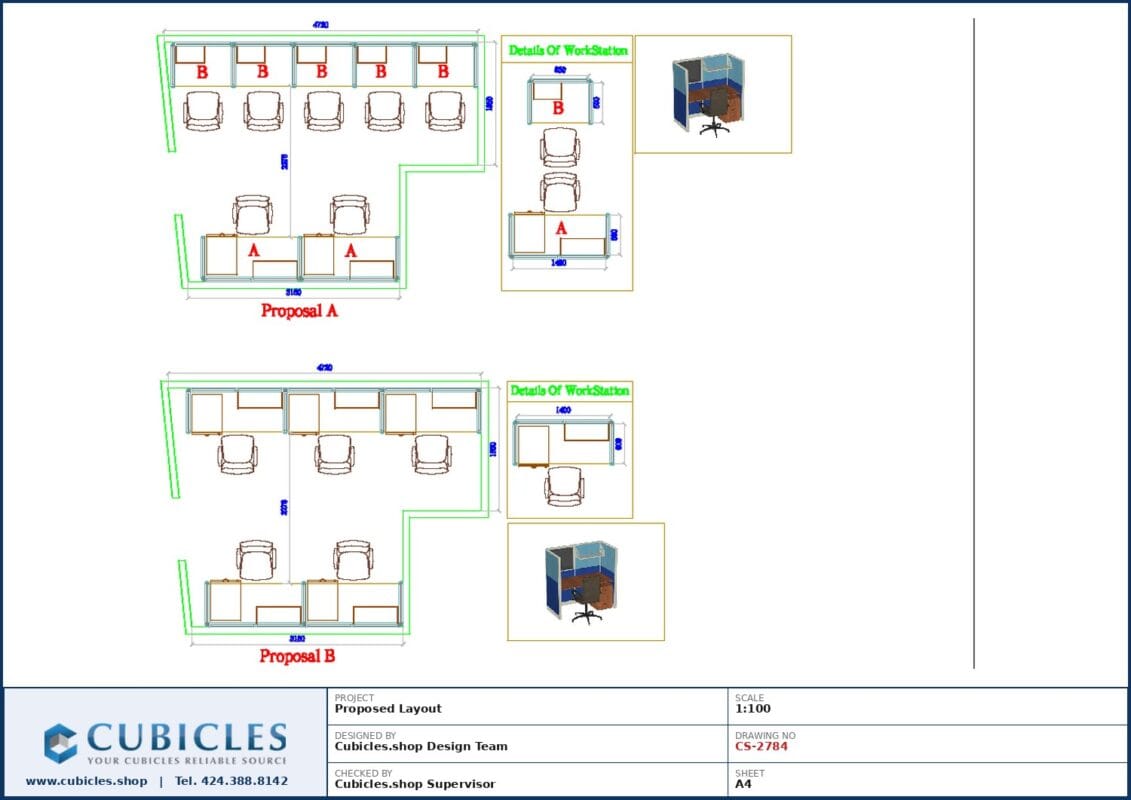 Professional office cubicle layout floor plan CS-2784 by Cubicles.shop