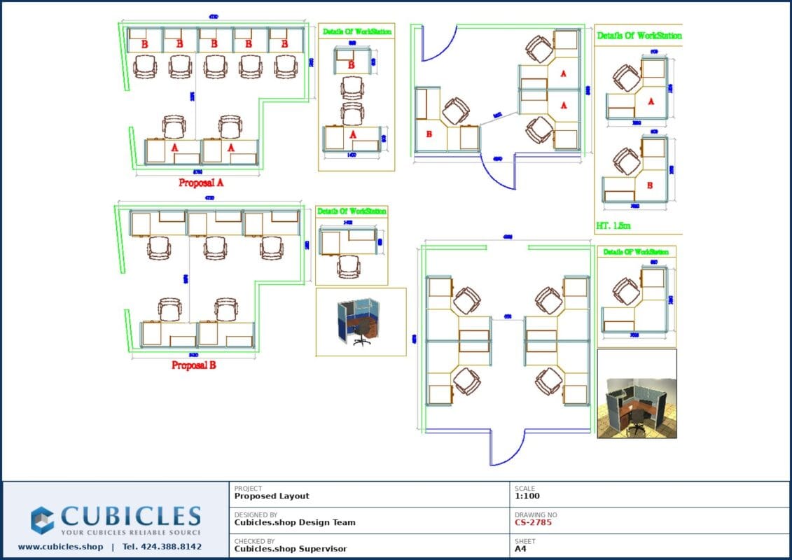 Professional office cubicle layout floor plan CS-2785 by Cubicles.shop