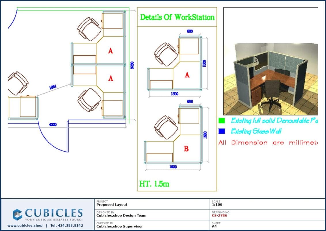 Professional office cubicle layout floor plan CS-2786 by Cubicles.shop