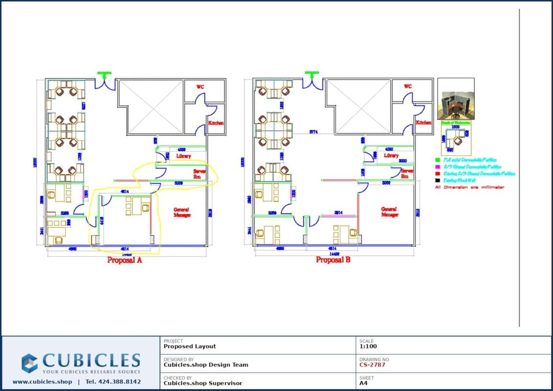 Professional office cubicle layout floor plan CS-2787 by Cubicles.shop