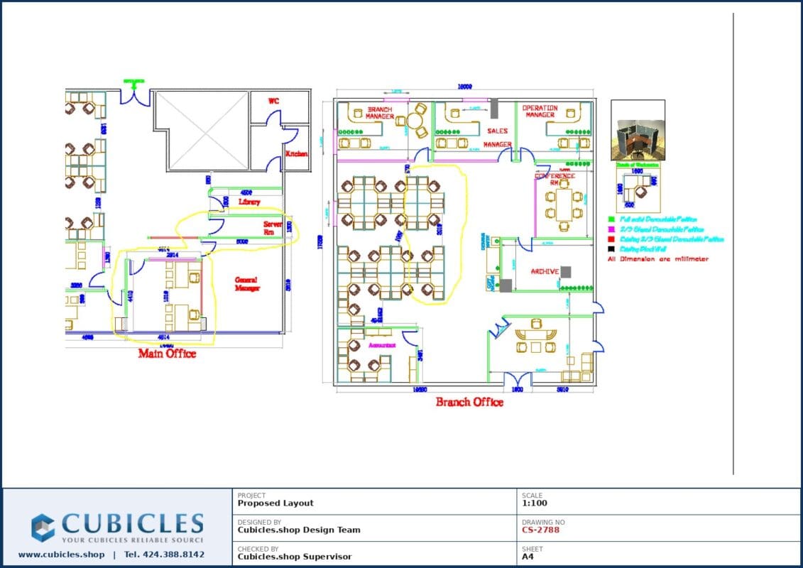 Professional office cubicle layout floor plan CS-2788 by Cubicles.shop