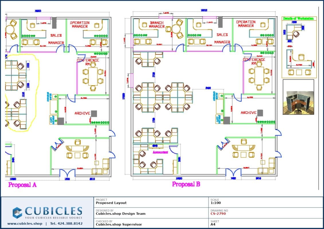 Professional office cubicle layout floor plan CS-2790 by Cubicles.shop
